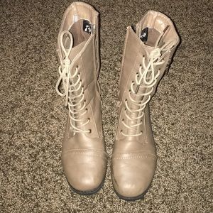 Tan combat boots